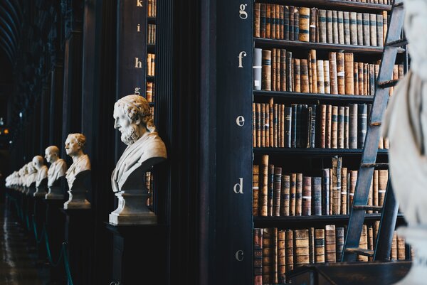 Library with marble busts